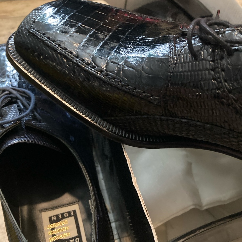David Eden Black Crocodile Texture Oxfords